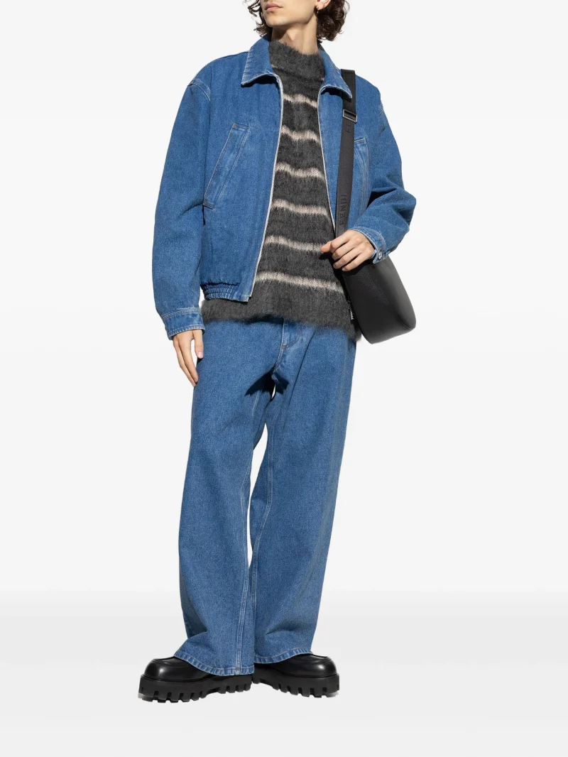 Alternative view of Jacheta denim logo-print albastru