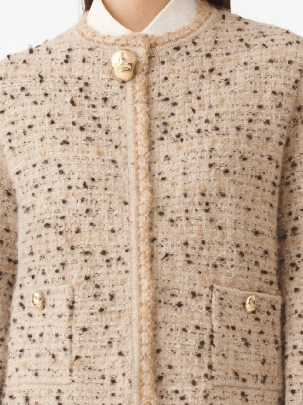 Jacheta Fabiana Filippi Tweed Gold-Button bej - imagine 5