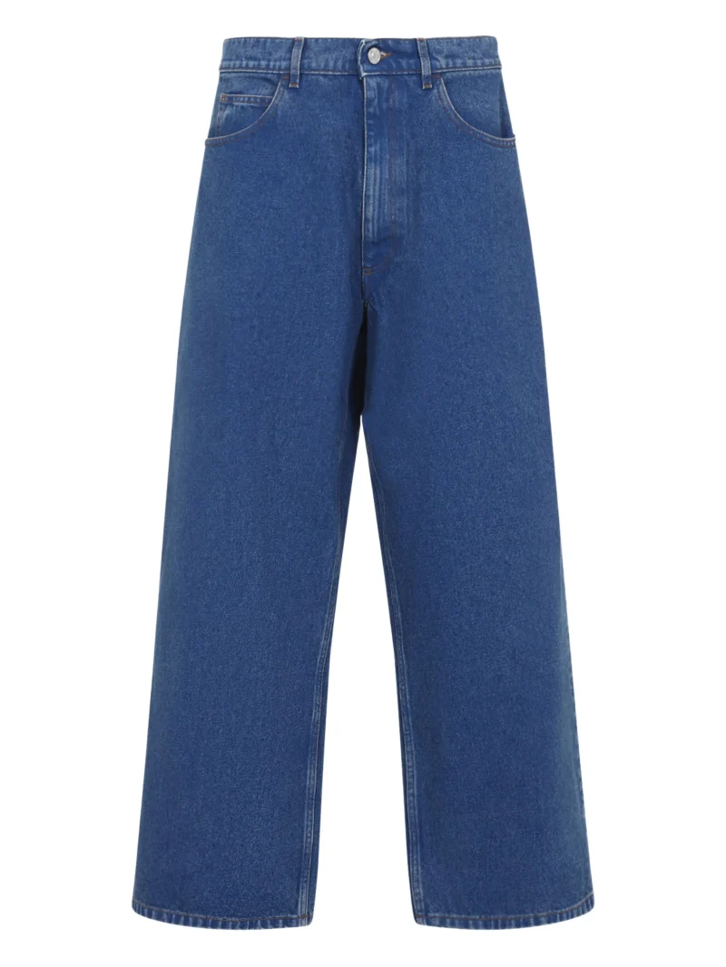 Jeans Marni logo-patch albastru