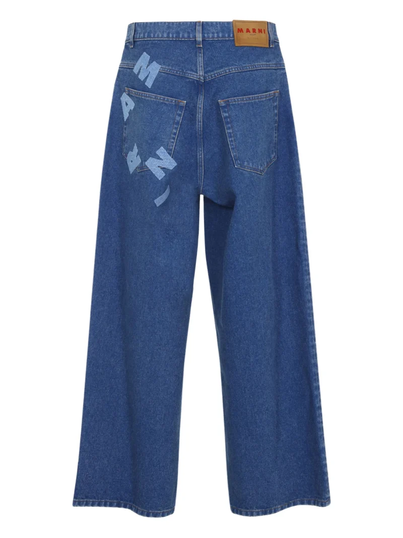 Alternative view of Jeans Marni logo-patch albastru