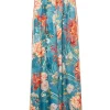 Pantaloni Alemais Floral-Print Pleated albastru
