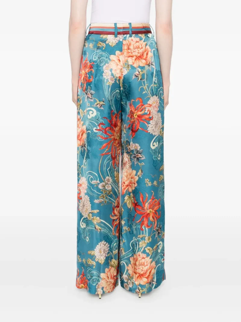 Alternative view of Pantaloni Alemais Floral-Print Pleated albastru