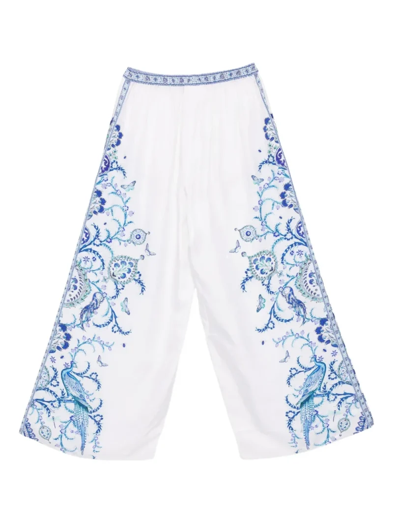 Pantaloni Camilla Iznik Lullaby Wide-Leg alb
