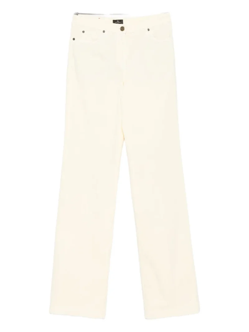 Pantaloni denim ETRO Embroidered-Detail Five-Pocket Design ecru