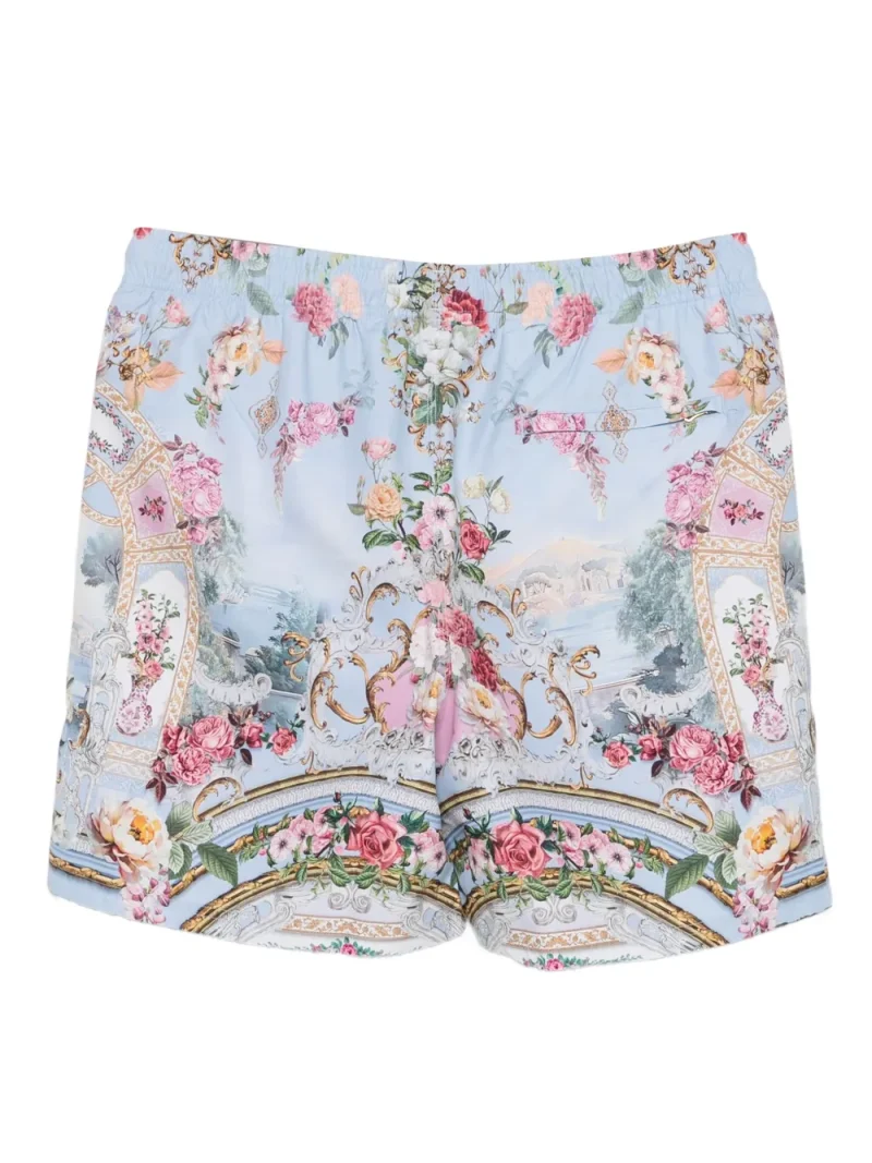 Alternative view of Pantaloni scurti Camilla Floral-Print Drawstring albastru