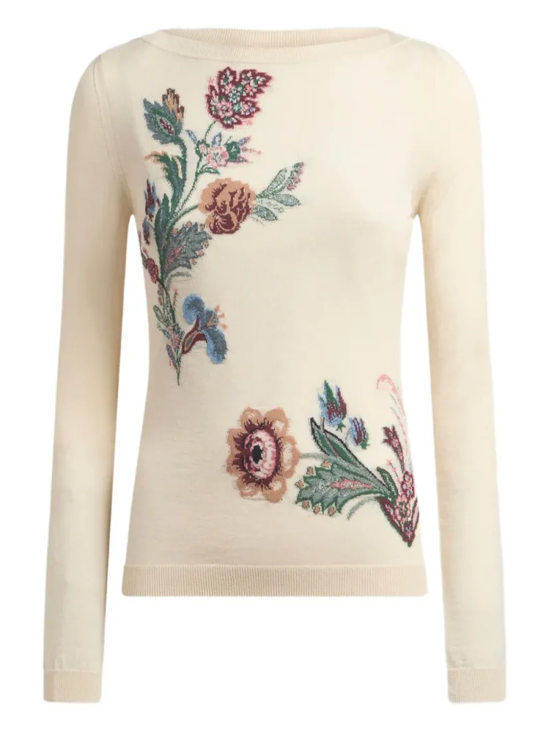 Pulover ETRO Floral-Jacquard bej