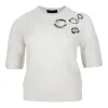 Pulover Fabiana Filippi Embellished Eyelet-Detailing alb