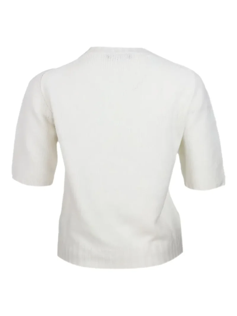 Alternative view of Pulover Fabiana Filippi Embellished Eyelet-Detailing alb