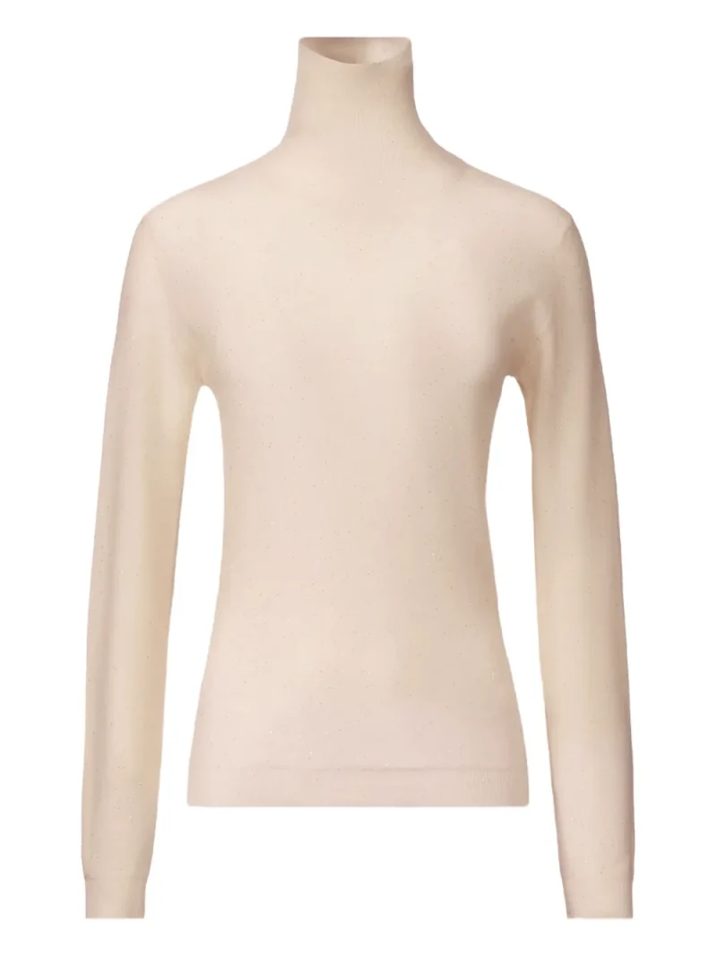 Pulover Fabiana Filippi Sequin-Embellished Roll-Neck ecru