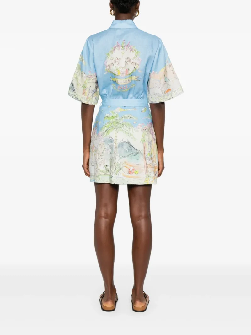 Alternative view of Rochie Alemais Linen Printed albastru