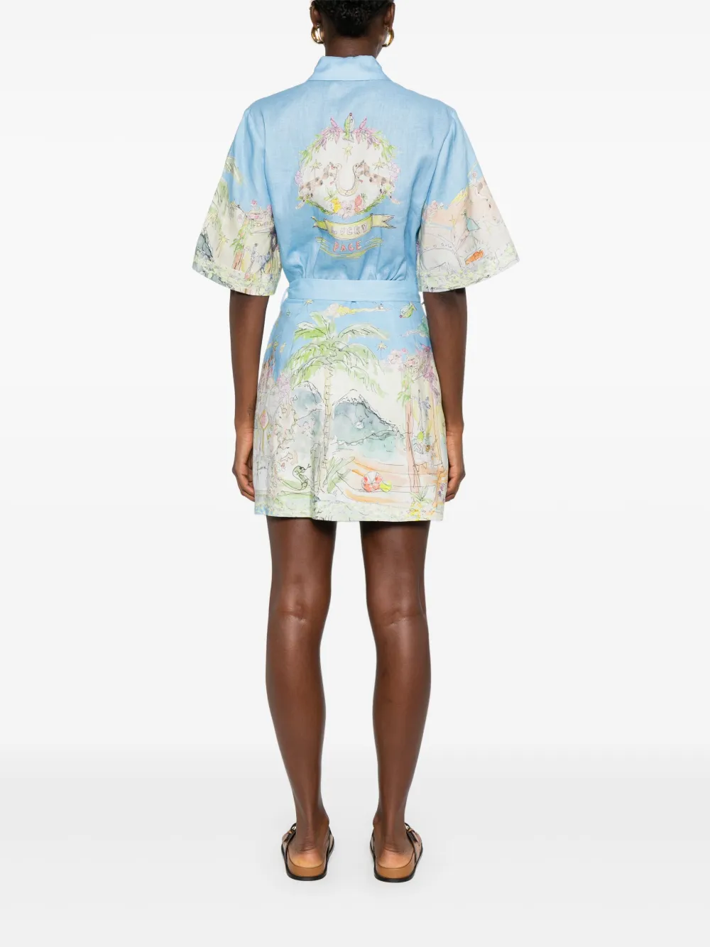 Rochie Alemais Linen Printed albastru - imagine 2