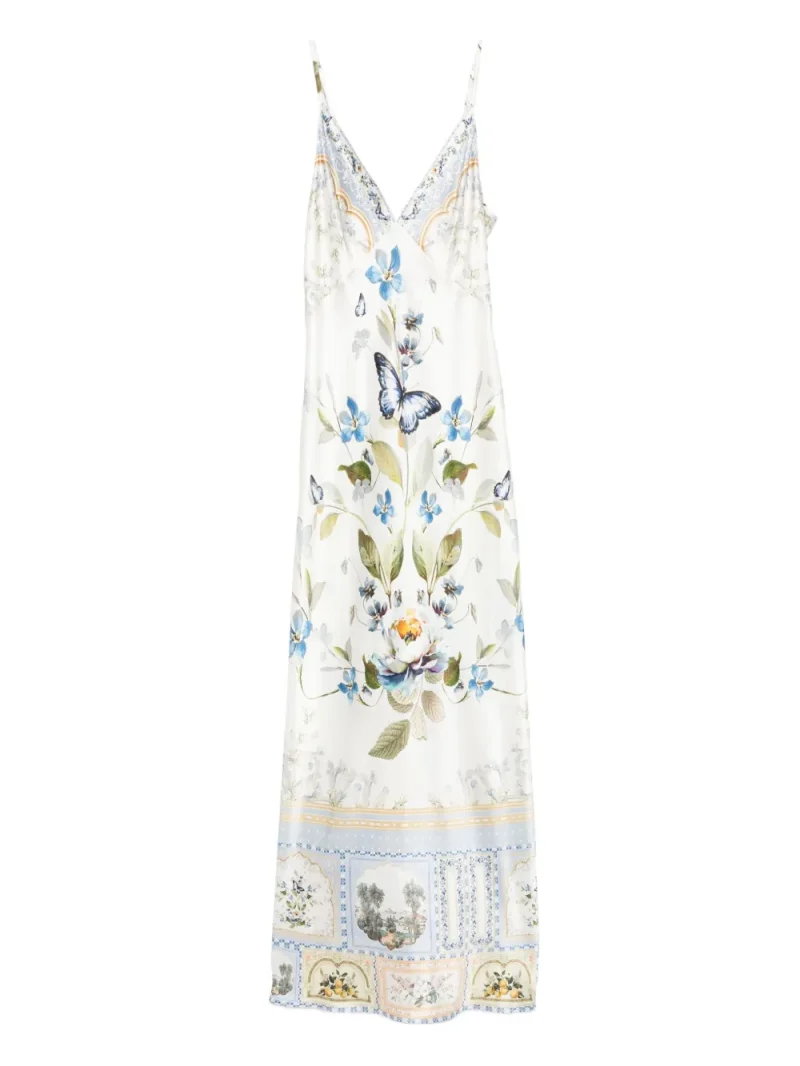 Rochie Camilla Butterfly Floral Print Silk multicolor