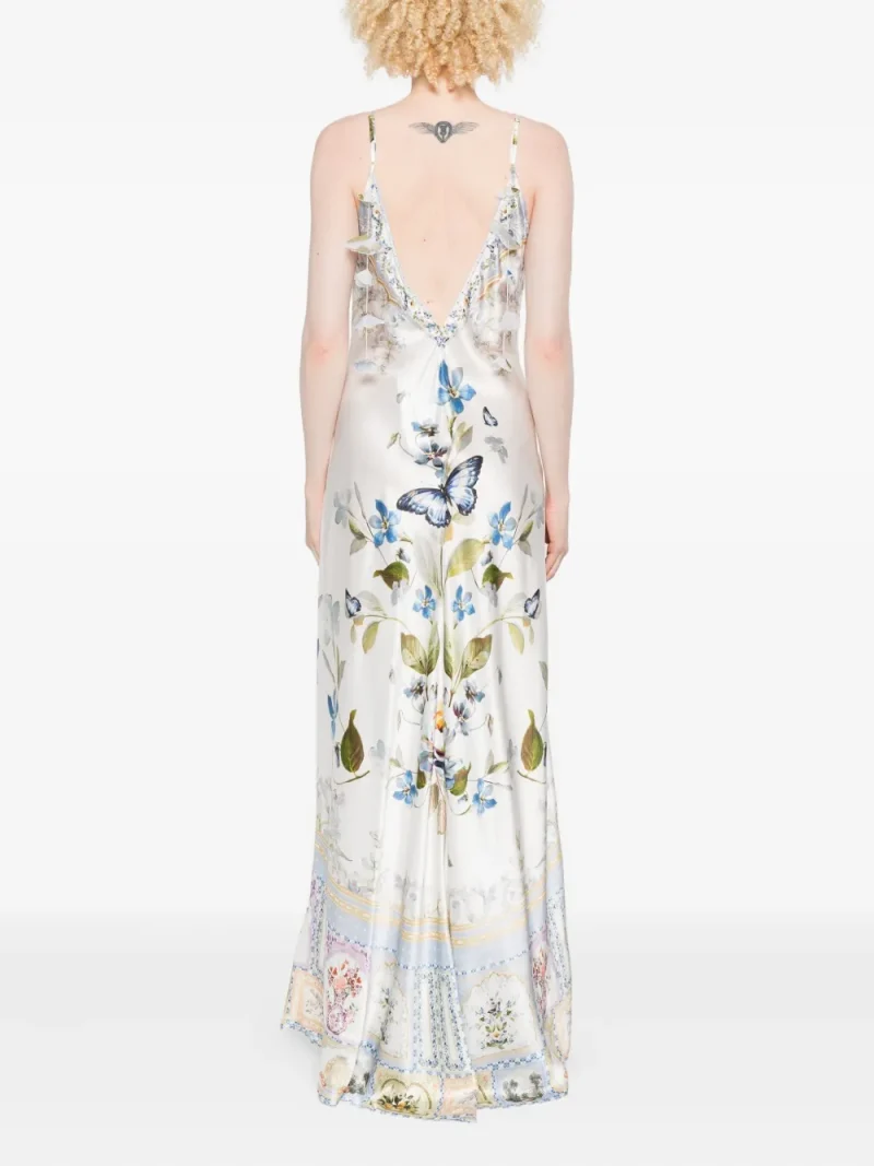 Alternative view of Rochie Camilla Butterfly Floral Print Silk multicolor