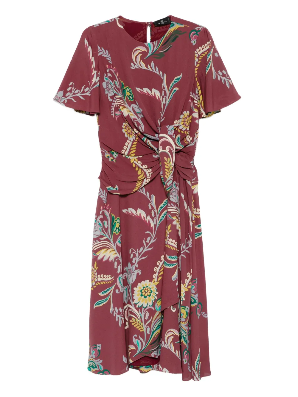 Rochie Etro Floral-Print Knot-Detail visiniu