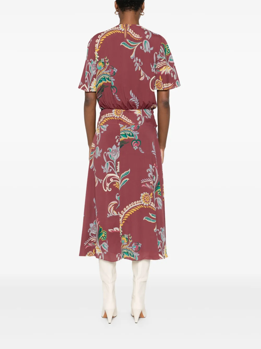 Rochie Etro Floral-Print Knot-Detail visiniu - imagine 2