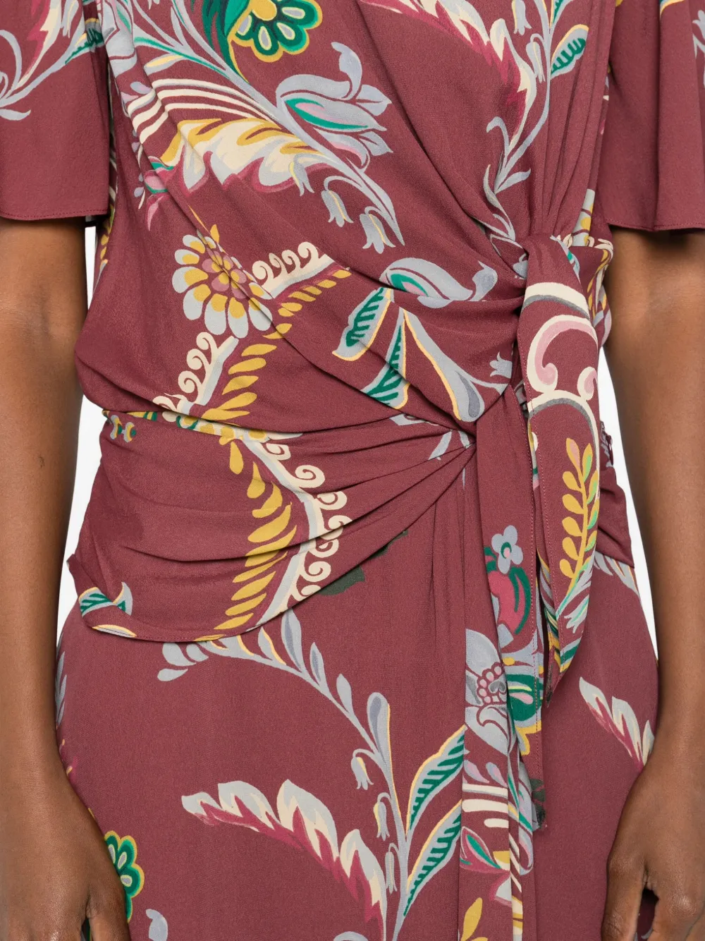 Rochie Etro Floral-Print Knot-Detail visiniu - imagine 5