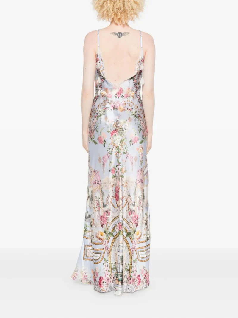 Alternative view of Rochie maxi Camilla Lace-Trim Floral-Print multicolor