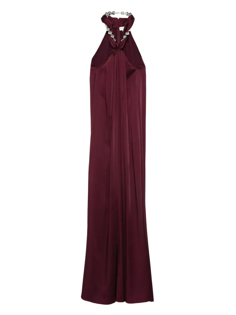 Rochie maxi Stella McCartney embellished halter-neck burgundy