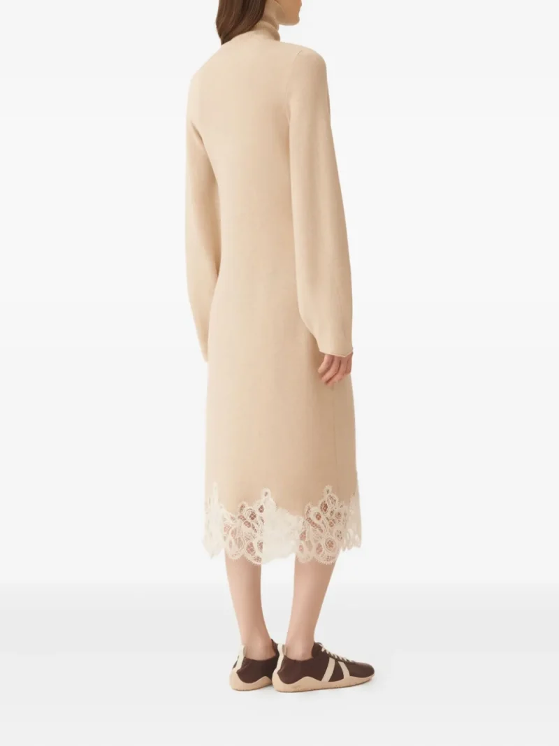 Alternative view of Rochie midi Fabiana Filippi Roll-Neck Lace-Trim bej