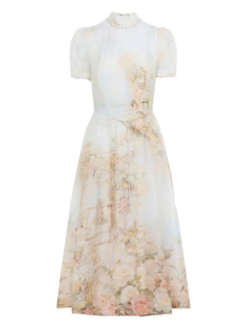 Rochie midi Zimmermann Memento Floral-Print alb