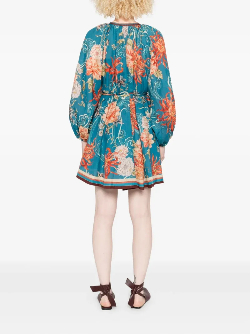 Alternative view of Rochie mini Alemais Fletcher Floral-Print albastru