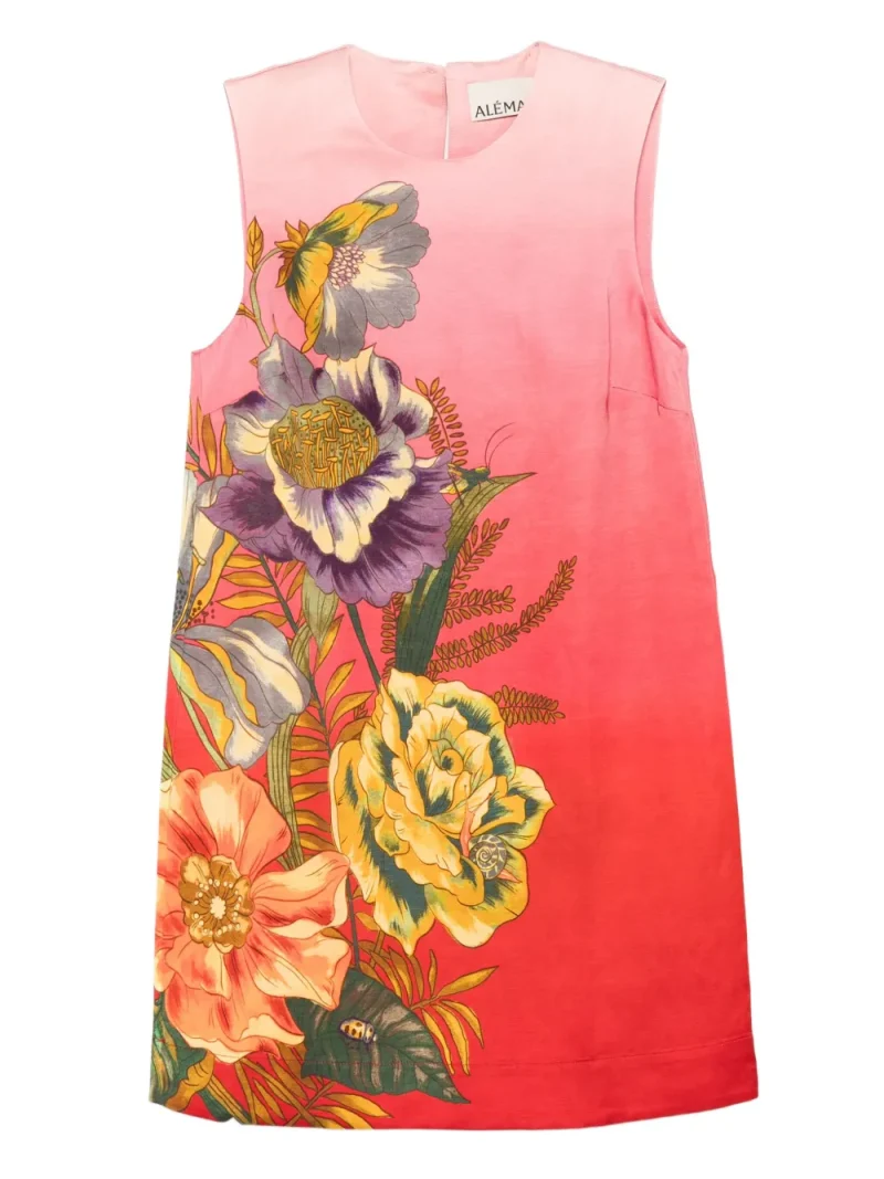 Rochie mini Alemais Inez Ombre Floral roz