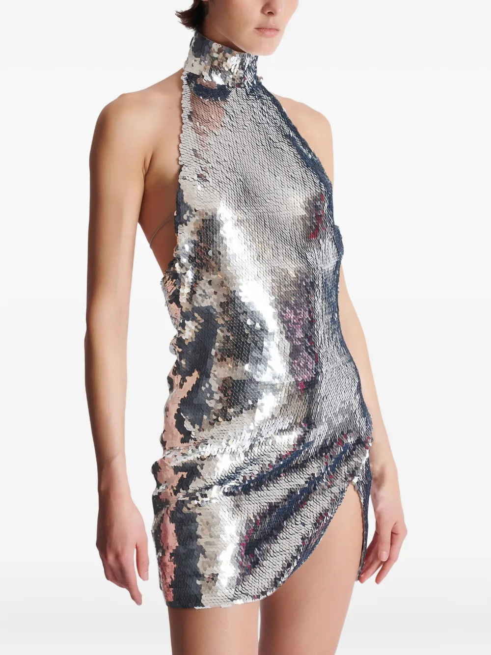 Rochie mini Balmain Sequin-Embellished argintiu - imagine 3