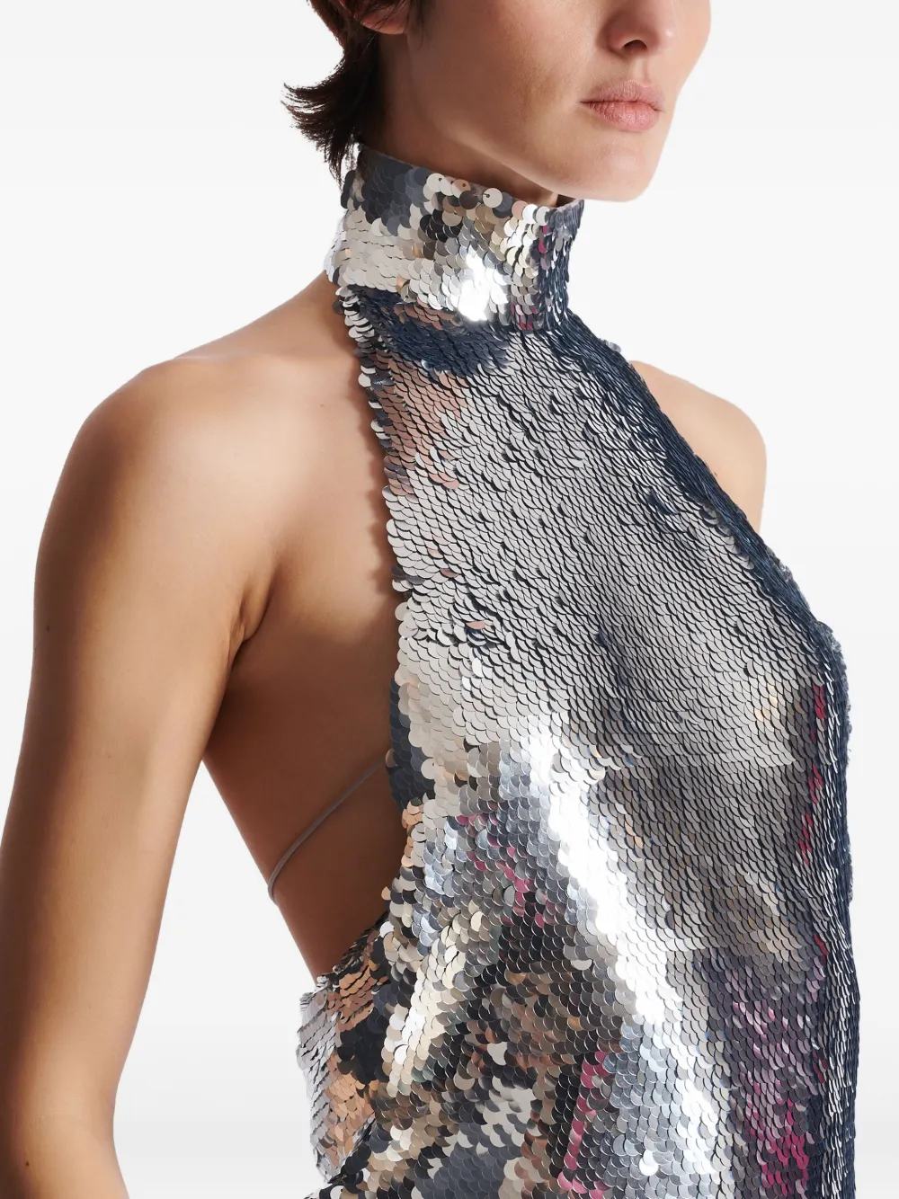 Rochie mini Balmain Sequin-Embellished argintiu - imagine 6