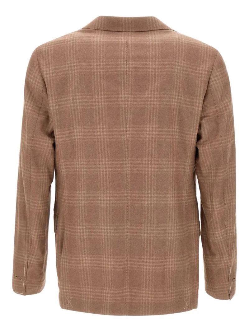 Alternative view of Sacou Eleventy Checked Narrow-Lapel maro