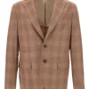 Sacou Eleventy Checked Narrow-Lapel maro