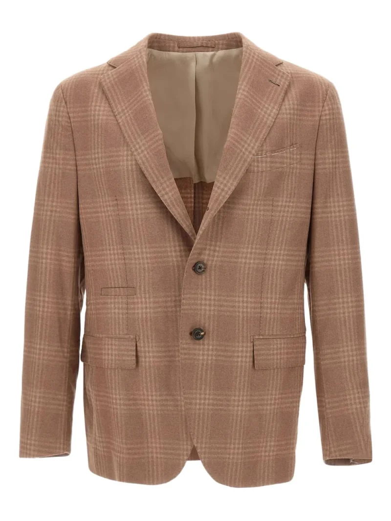 Sacou Eleventy Checked Narrow-Lapel maro
