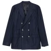 Sacou Eleventy Pinstripe Double-Breasted bleumarin
