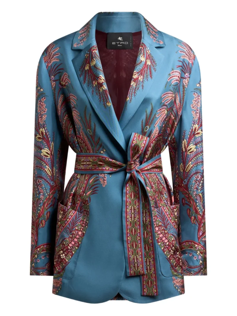 Sacou Etro Paisley-Print Silk albastru