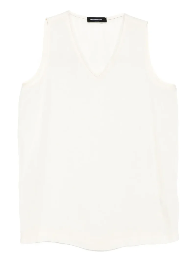 Top Fabiana Filippi V-neck Sleeveless alb