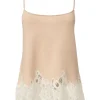 Top Fabiana Filippi Lace-Trimmed Knitted bej