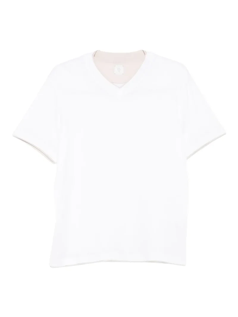Tricou Eleventy V-neck alb