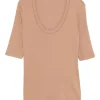 Tricou Fabiana Filippi Embellished Neckline maro