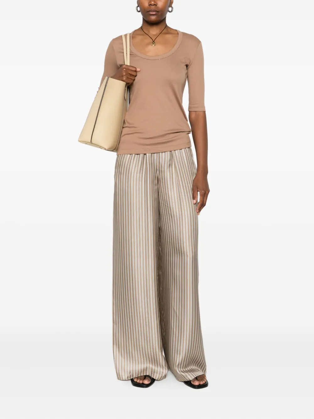 Tricou Fabiana Filippi Embellished Neckline maro - imagine 4