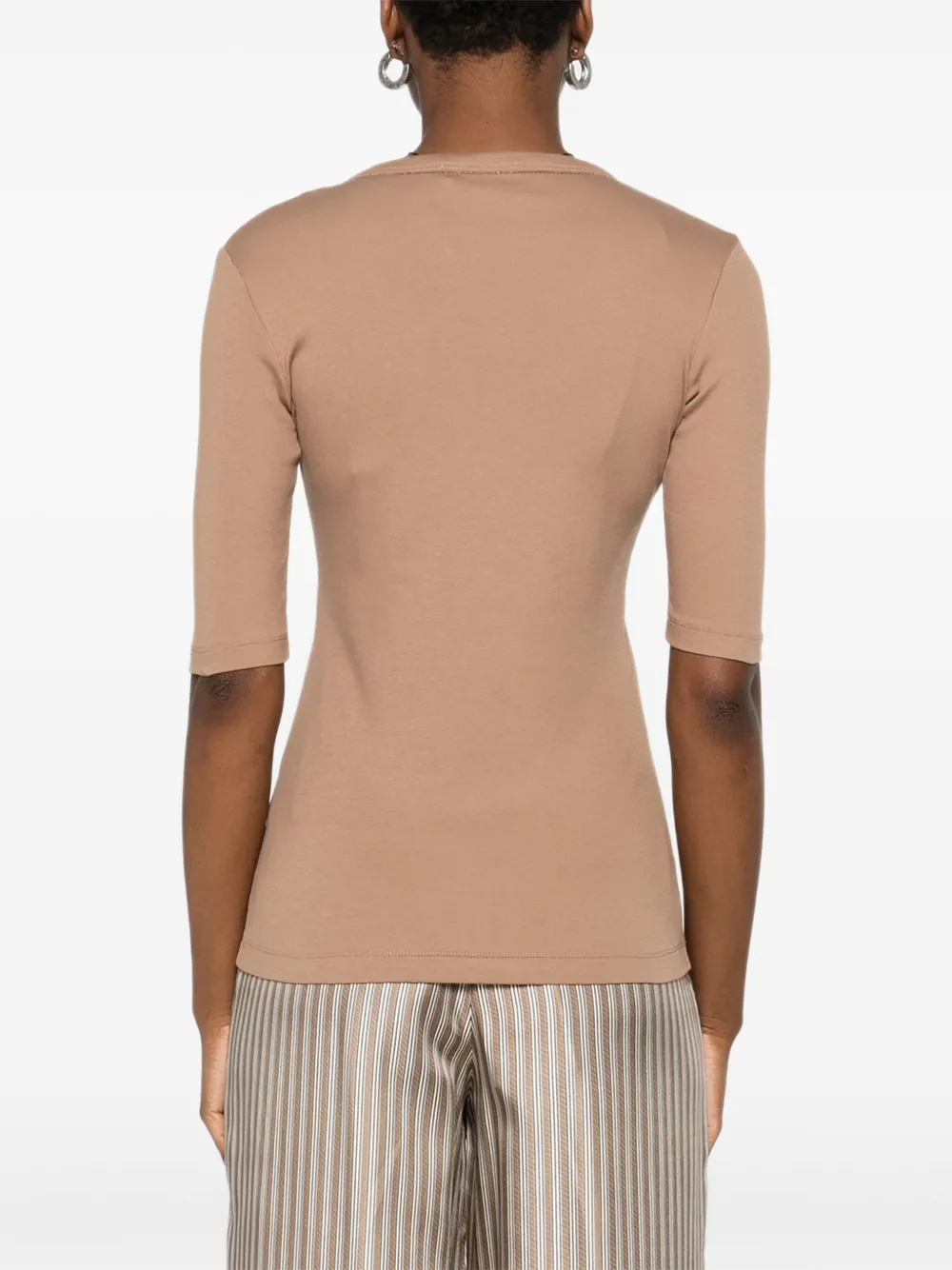 Tricou Fabiana Filippi Embellished Neckline maro - imagine 2