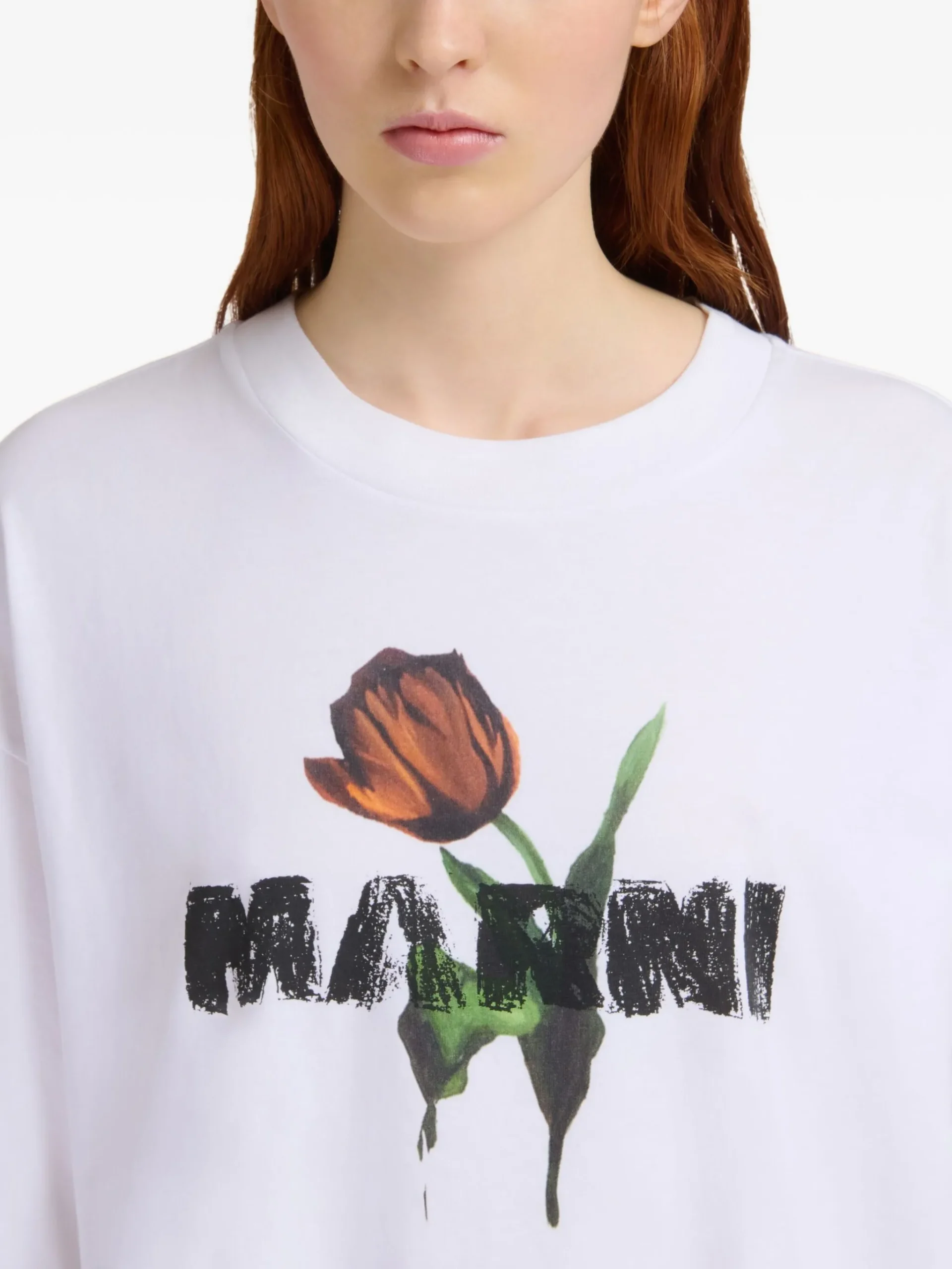 Tricou Marni flower-print alb - imagine 3