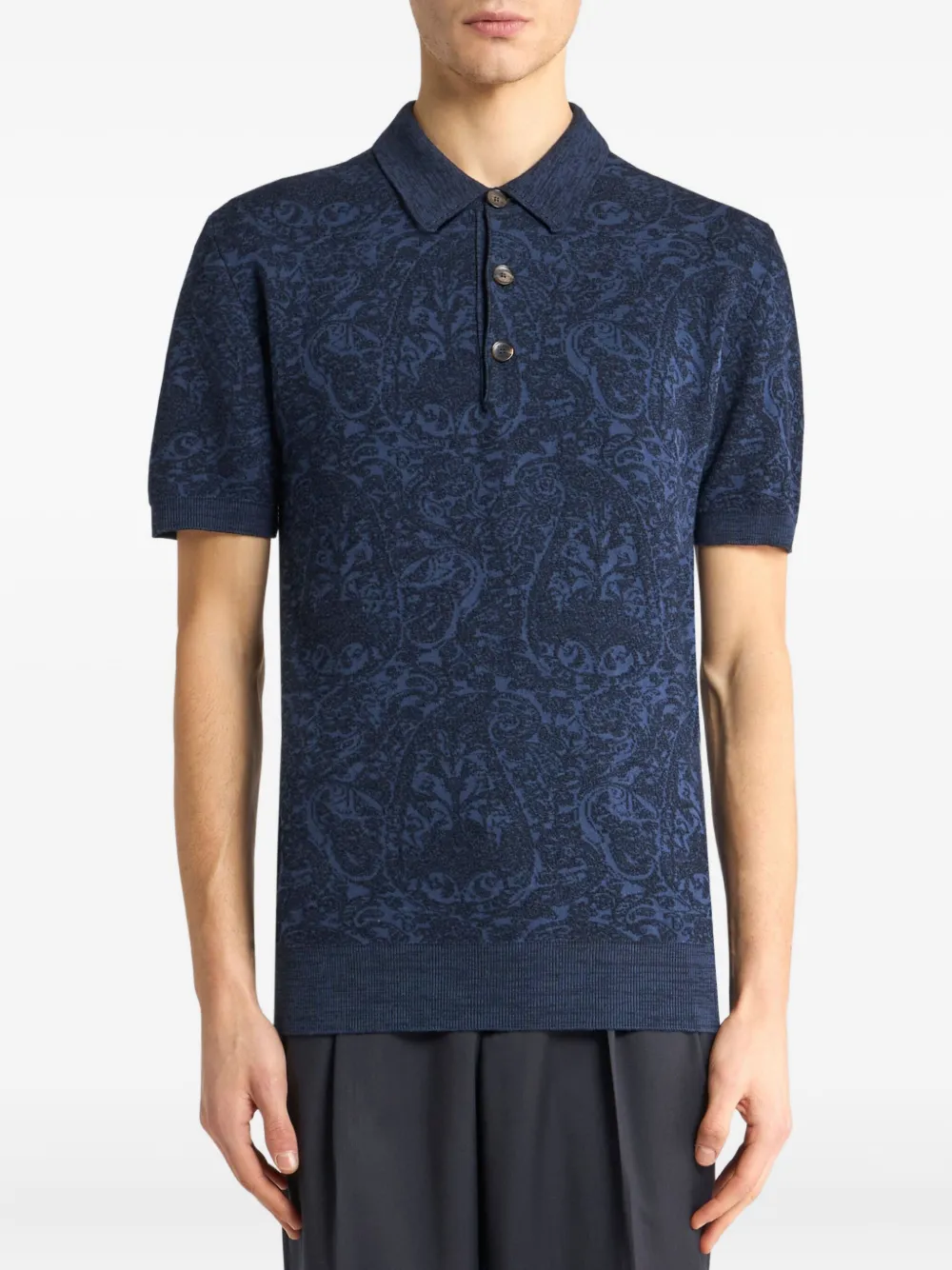 Tricou polo ETRO Jacquard bleumarin - imagine 4