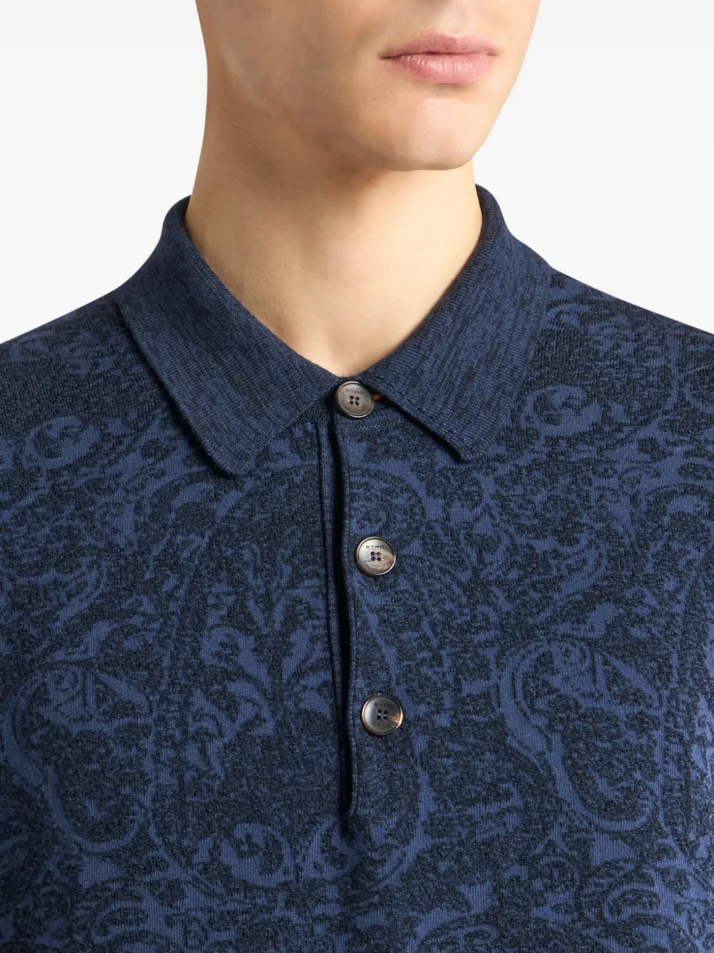 Tricou polo ETRO Jacquard bleumarin - imagine 5