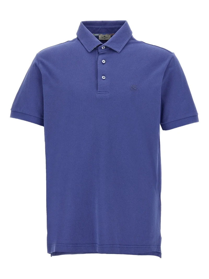 Tricou polo Etro Paisley-Print Button albastru