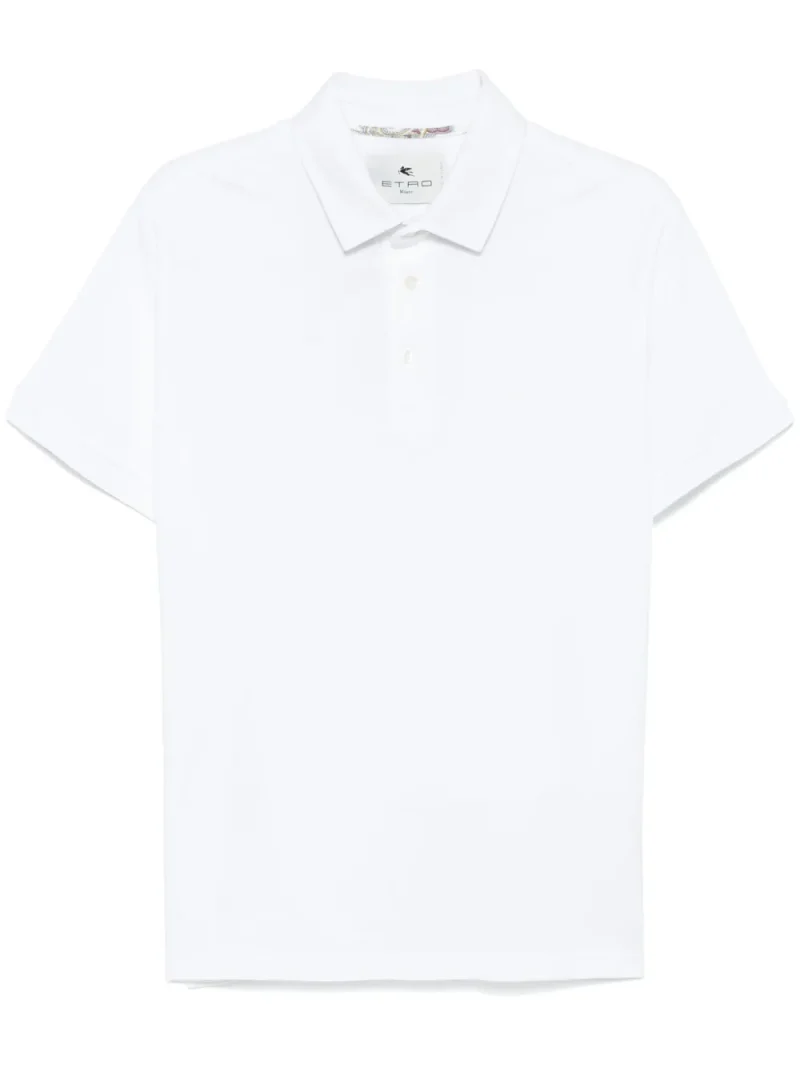 Tricou polo ETRO Pegaso-embroidered alb