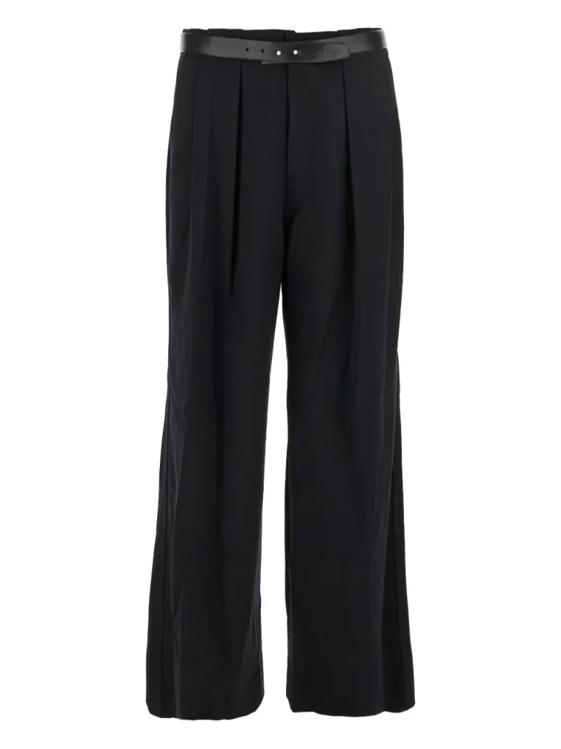 Pantaloni Juun.J Pleated-Details Belted negru