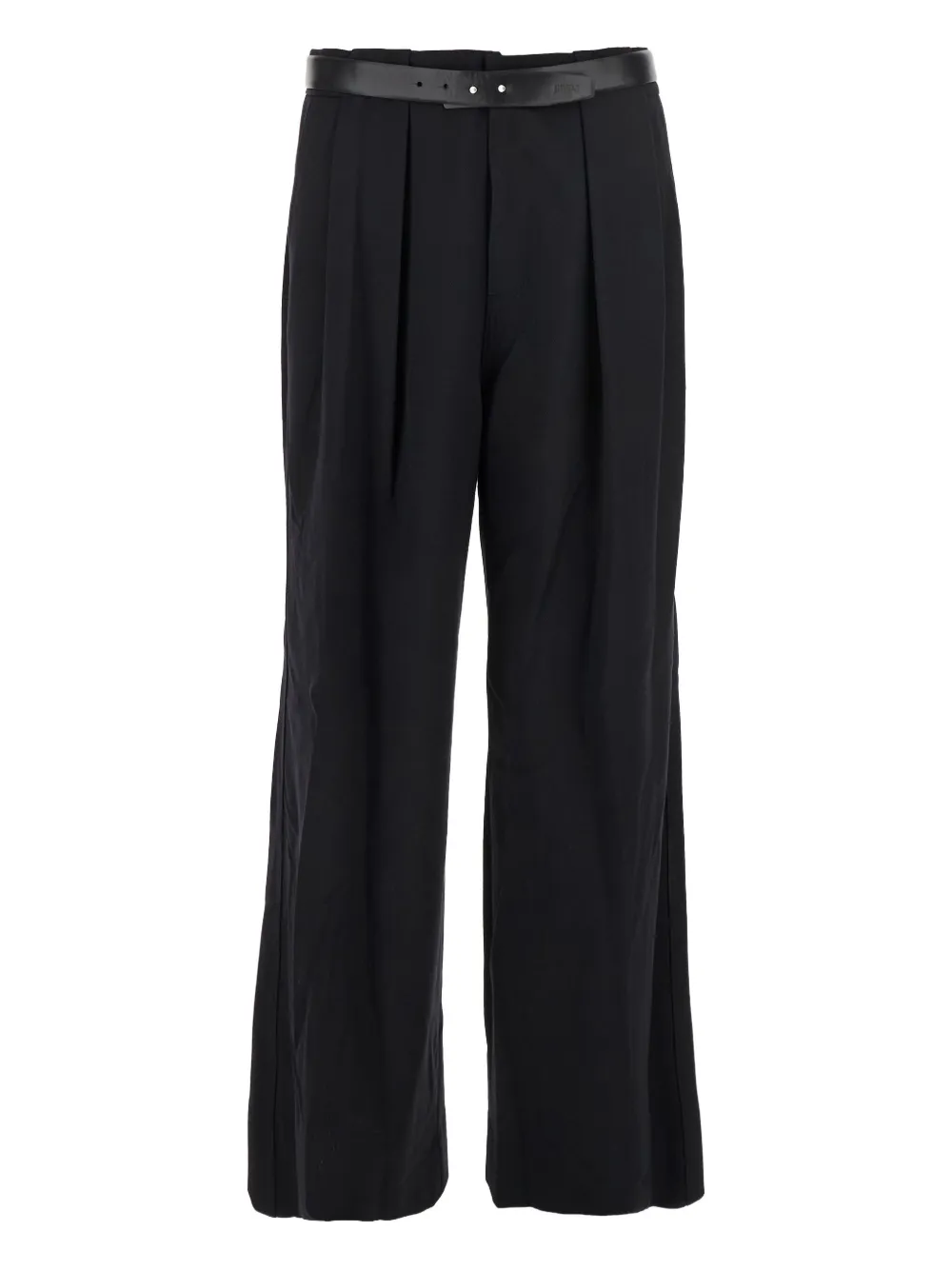 Pantaloni Juun.J Pleated-Details Belted negru