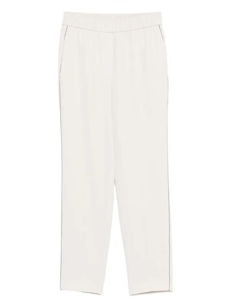Pantaloni Peserico Elastic-Waistband Side-Stripe bej