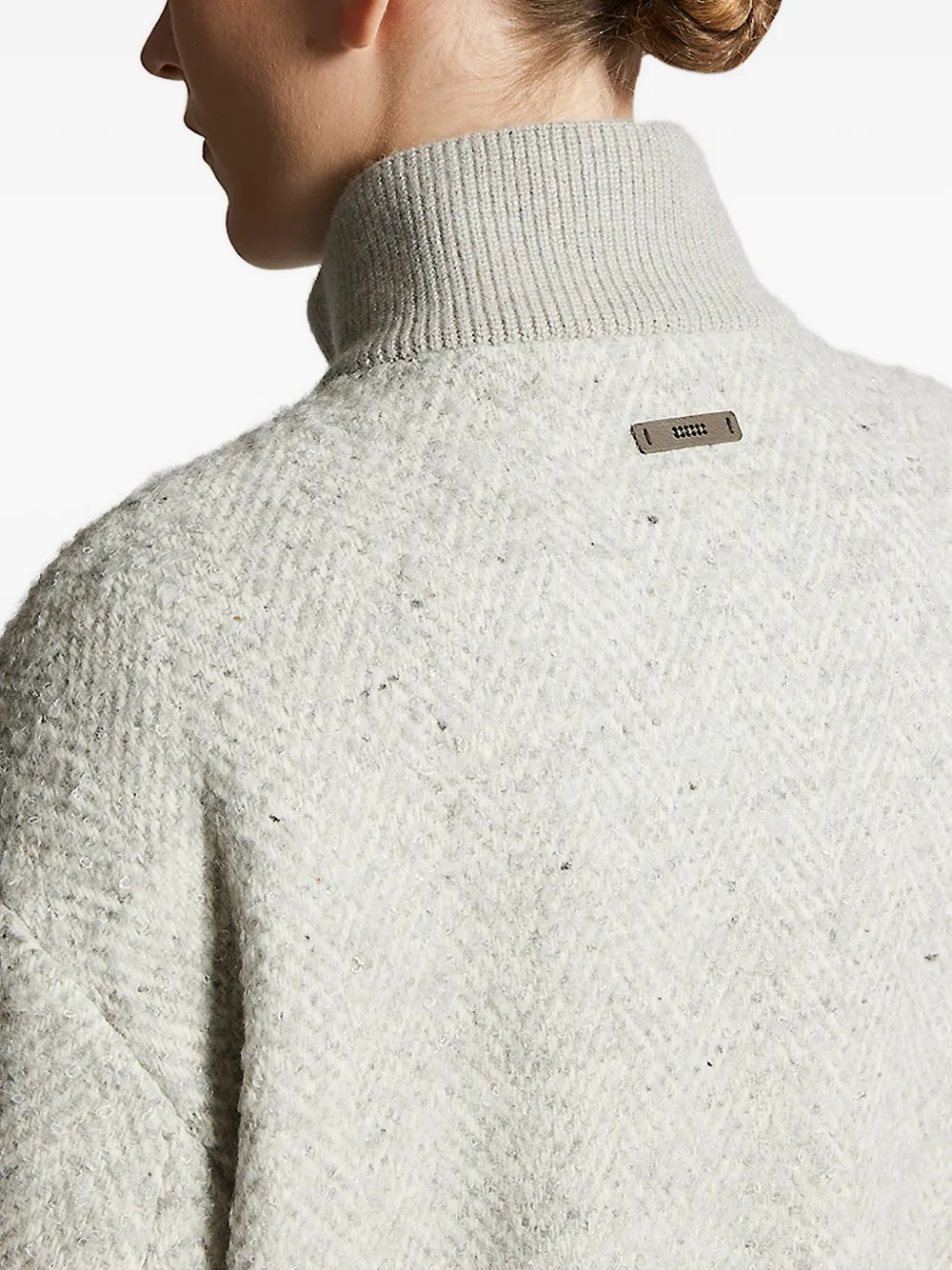 Jacheta Peserico Herringbone-Pattern Bomber gri - imagine 5