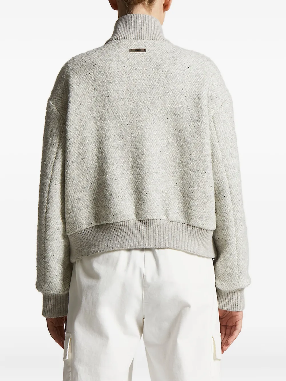 Jacheta Peserico Herringbone-Pattern Bomber gri - imagine 2