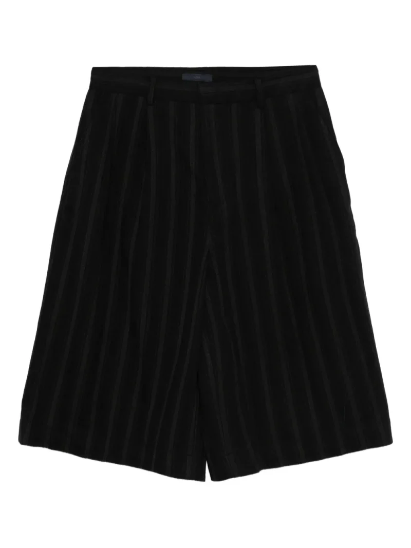 Pantaloni scurti Juun.J Pinstriped Pleated negru